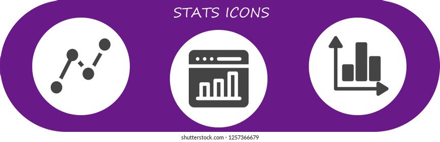 Vector icons pack of 3 filled stats icons. Simple modern icons about  - Stats, Graph