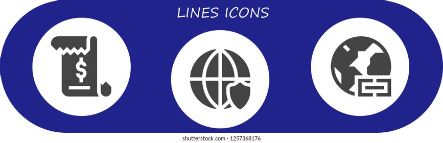 Vector icons pack of 3 filled lines icons. Simple modern icons about  - Invoice, Worldwide