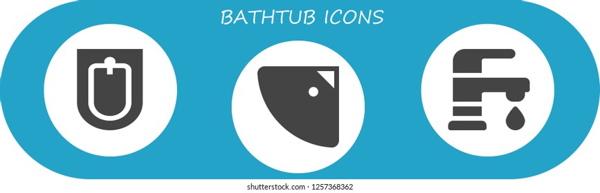 Vector icons pack of 3 filled bathtub icons. Simple modern icons about  - Bidet, Shower, Faucet
