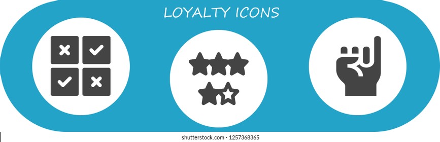 Vector icons pack of 3 filled loyalty icons. Simple modern icons about  - Feedback, Rating, Promise