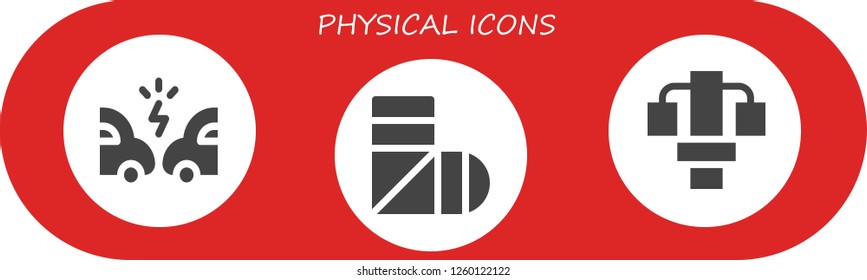 Vector icons pack of 3 filled physical icons. Simple modern icons about  - Accident, Sling, Gym station