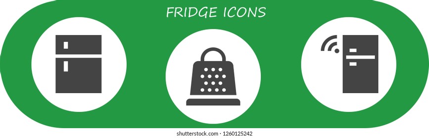 Vector icons pack of 3 filled fridge icons. Simple modern icons about  - Fridge, Grater