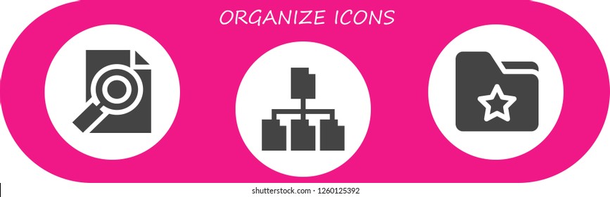 Vector icons pack of 3 filled organize icons. Simple modern icons about  - Folder, File