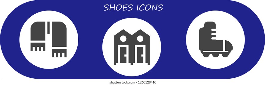Vector icons pack of 3 filled shoes icons. Simple modern icons about  - Scarf, Dressing room, Roller skate