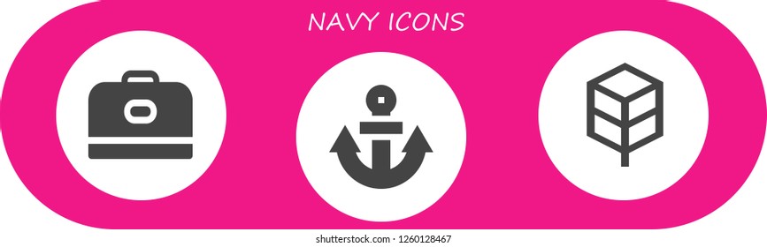 Vector icons pack of 3 filled navy icons. Simple modern icons about  - Carrier, Anchor, Jungle disk