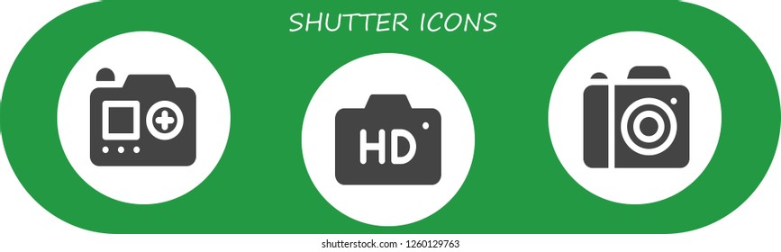Vector icons pack of 3 filled shutter icons. Simple modern icons about  - Camera, Photo camera