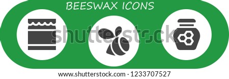 Vector icons pack of 3 filled beeswax icons. Simple modern icons about  - Honey, Swarm