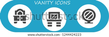 Vector icons pack of 3 filled vanity icons. Simple modern icons about  - Mirror, Vanity