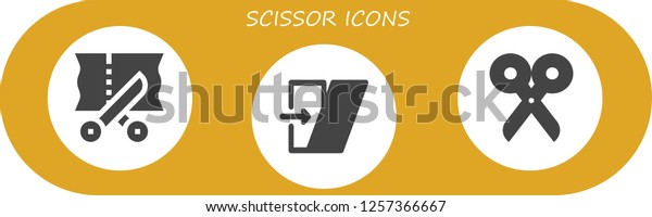 Vector icons pack of 3 filled scissor\
icons. Simple modern icons about  - Scissors,\
Shear