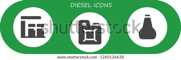 Vector icons pack of 3 filled\
diesel icons. Simple modern icons about  - Gas station, Fuel,\
Oil