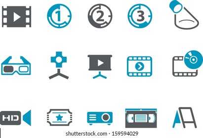 Vector icons pack - Blue Series, cinema collection 