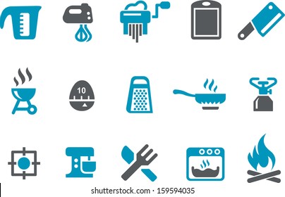 Vector icons pack - Blue Series, cooking collection 