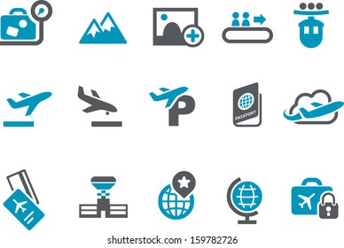 Vector icons pack - Blue Series, travel collection 