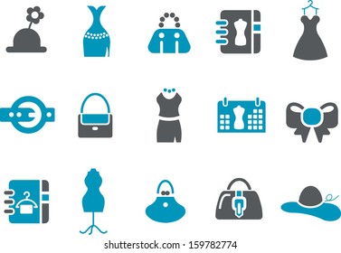 Vector icons pack - Blue Series, outfit-woman collection 