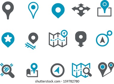 Vector icons pack - Blue Series, maps collection 