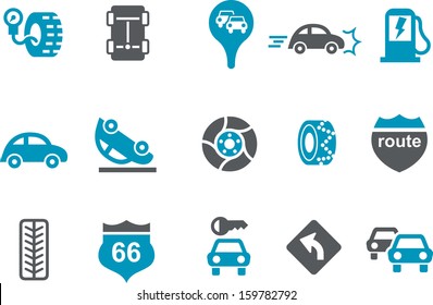 Vector icons pack - Blue Series, road collection 