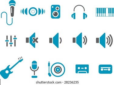 Vector icons pack - Blue Series, music collection