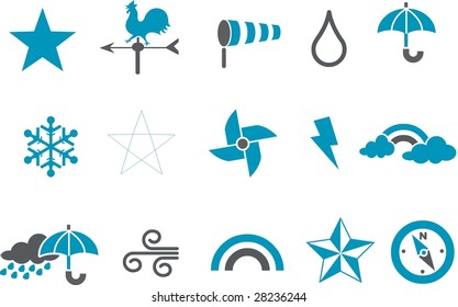 Vector icons pack - Blue Series, weather collection