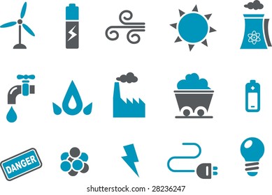 Vector icons pack - Blue Series, energy collection
