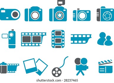 Vector icons pack - Blue Series, photo collection