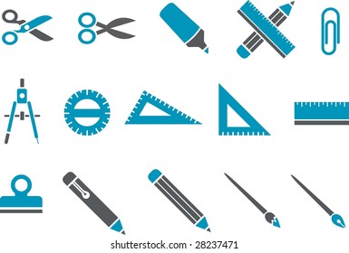 Vector icons pack - Blue Series, school collection