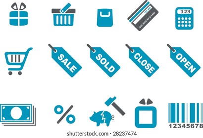 Vector icons pack - Blue Series, shopping collection