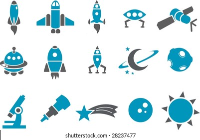 Vector icons pack - Blue Series, space collection