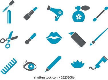 Vector icons pack - Blue Series, make-up collection