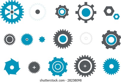 Vector icons pack - Blue Series, gear collection