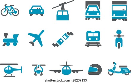 Vector icons pack - Blue Series, transport collection