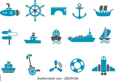 Vector icons pack - Blue Series, transport collection