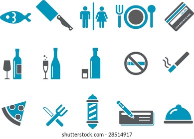 Vector icons pack - Blue Series, bar and restaurant collection