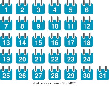 Vector icons pack - Blue Series, calendar collection