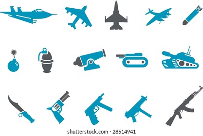 Vector icons pack - Blue Series, weapons collection