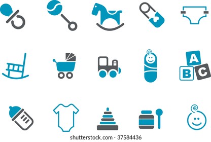 Vector icons pack - Blue Series, babies collection