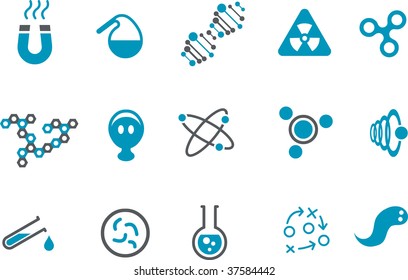 Vector icons pack - Blue Series, chemistry collection