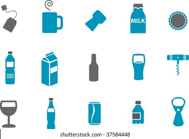 Vector icons pack - Blue Series, drinking collection