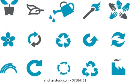 Vector icons pack - Blue Series, eco collection
