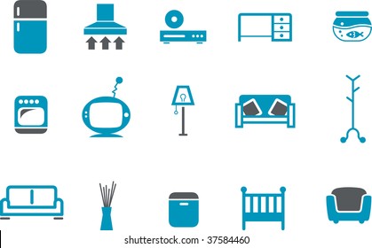 Vector icons pack - Blue Series, furniture collection