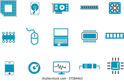 Vector icons pack - Blue Series, hardware collection