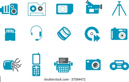 Vector icons pack - Blue Series, hi-tech collection