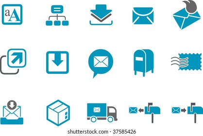 Vector icons pack - Blue Series, mailing collection