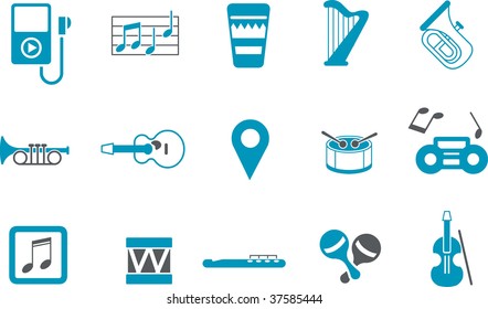 Vector icons pack - Blue Series, music collection