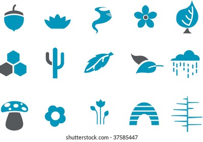Vector icons pack - Blue Series, nature collection