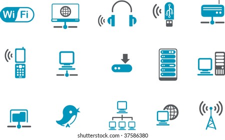 Vector icons pack - Blue Series, wi-fi collection