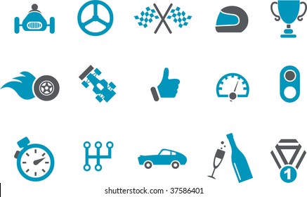 Vector icons pack - Blue Series, racing collection