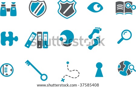 Vector icons pack - Blue Series, investigation collection
