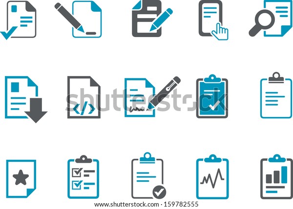 Vector\
icons pack - Blue Series, office docs collection\
