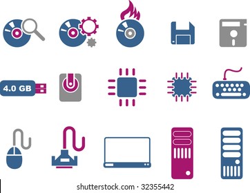 Vector icons pack - Blue-Fuchsia Series, computer collection