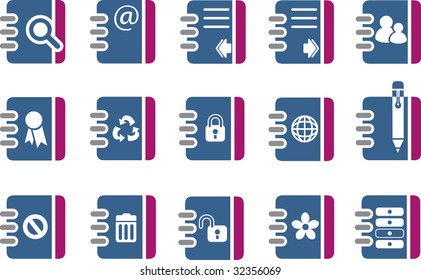 Vector icons pack - Blue-Fuchsia Series, document collection